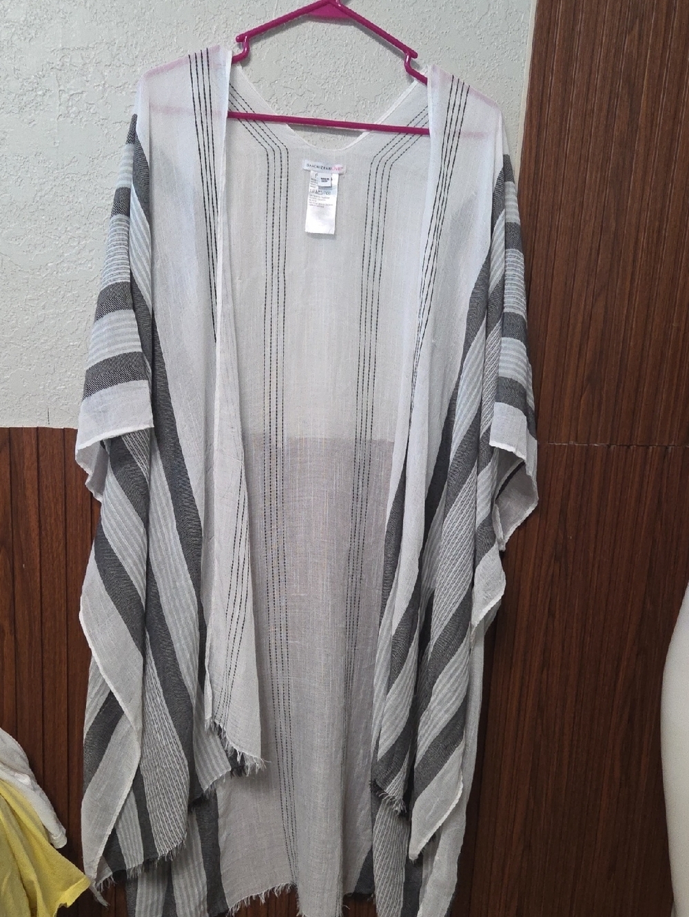 Isaac Mizrahi White and Gray Striped Swim Coverup